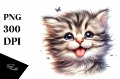 Playful Kitten with Tongue Out | Sublimation Clipart Product Image 1