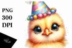 Cute Baby Chicken with Party Hat, PNG Product Image 3