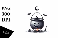 Funny Halloween Cauldron, Watercolor PNG Product Image 3