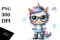 Watercolor Baby Unicorn with es | Clipart Product Image 3