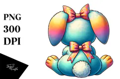 Retro Vintage Bunny Sitting, Watercolor PNG Product Image 1