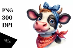Cow Cow Portrait with Bandana and Bow Product Image 1