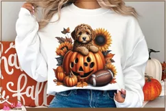 Sunflower pumpkin Golden Doodle png, Golden Doodle png Product Image 2
