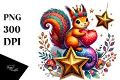 Colorful Pastel Squirrel Holding Heart Product Image 1