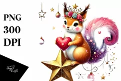 Colorful Pastel Squirrel Holding Heart Product Image 1