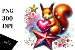 Colorful Adorned Squirrel Holding Heart Product Image 1