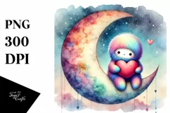 Colorful Heart with Moon and Star PNG Product Image 1