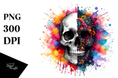 Colorful Skull Painting, Transparent PNG Product Image 1