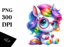 Expressive Cute Unicorn with Cool Hair PNG Product Image 1