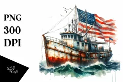 Vintage Boat Rusty Fishing Clipart Product Image 3