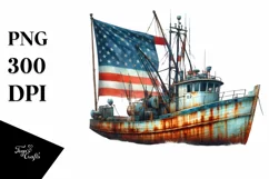 Vintage Boat Rusty Fishing Clipart Product Image 3