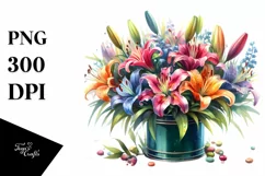 Vibrant Colorful Lily | Sublimation | Clipart Product Image 1