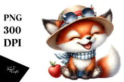 Cute Baby Fox with Hat and Sunglasses PNG Product Image 1