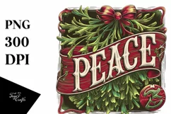 Peace Mistletoe Christmas Clipart Png Product Image 5