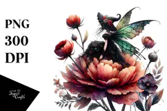 Gothic Fairy on Flower PNG Product Image 1