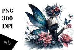 Gothic Fairy on Flower PNG Product Image 1