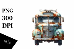 Vintage Rusted Bus with USA Flag | Sublimation Clipart Product Image 3