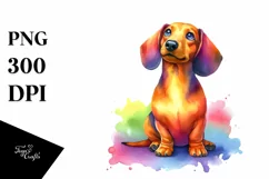 a Cute Sitting Dachshund Looking Up PNG Product Image 3