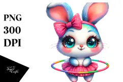 Goofy Baby Bunny with Hula Hoop PNG Product Image 1