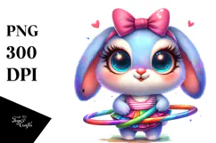 Goofy Baby Bunny with Hula Hoop PNG Product Image 1