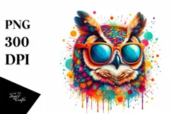Quirky Colorful Owl Sunglasses Vibrant Paint Splashes Product Image 1