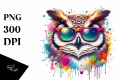 Quirky Colorful Owl Sunglasses Vibrant Paint Splashes Product Image 3