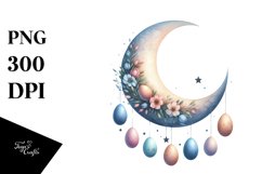 Watercolor Bunny with Half Moon PNG Product Image 1