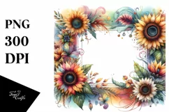 Colorful Sunflower Frame, Transparent PNG Product Image 1