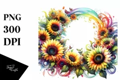 Colorful Sunflower Frame, Transparent PNG Product Image 3