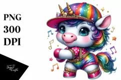 colorful Baby Unicorn in Boogie-Woogie Dancer Attire Product Image 1