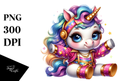 colorful Baby Unicorn in Boogie-Woogie Dancer Attire Product Image 1