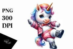 colorful Baby Unicorn in Boogie-Woogie Dancer Attire Product Image 1