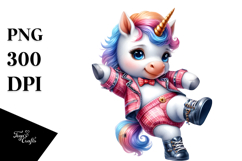 colorful Baby Unicorn in Boogie-Woogie Dancer Attire Product Image 1