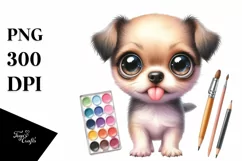 Cute Baby Dog,Watercolor PNG Product Image 3