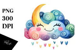 Watercolor Colorful Cloud PNG Product Image 1