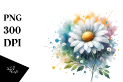 Daisy with Watercolor Splash PNG Product Image 1