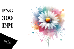 Daisy with Watercolor Splash PNG Product Image 1