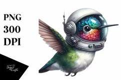 Whimsical Hummingbird Astronaut Clipart PNG Product Image 3