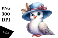 Funny Dove Sitting | Watercolor Clipart Product Image 1