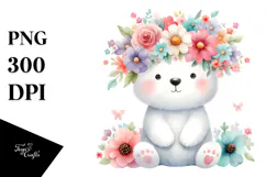 Cute Flower Crown Polar Bear, 20 oz Tumbler Product Image 1