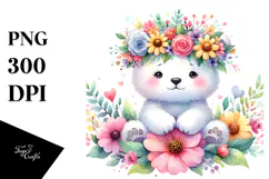 Cute Flower Crown Polar Bear, 20 oz Tumbler Product Image 1