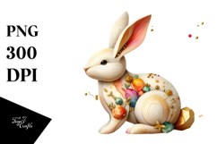 Wooden Bunny with Golden Insertions PNG Product Image 1