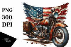 Vintage Rusty Motorcycle with USA Flag Colors Product Image 3