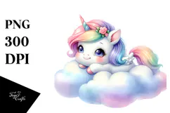 Baby Unicorn Dancing on a Starbeam Clipart Product Image 1