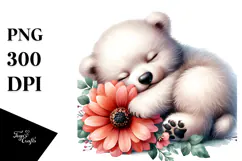 Baby Polar Bear Digital Watercolor PNG Product Image 1