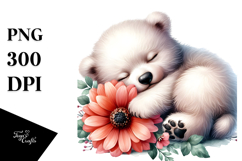 Baby Polar Bear Digital Watercolor PNG Product Image 1