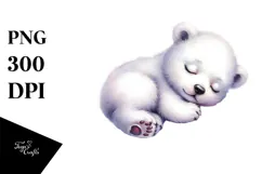 Cute Sleeping Baby Polar Bear, PNG Product Image 1
