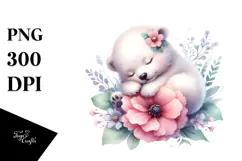 Cute Sleeping Baby Polar Bear, PNG Product Image 1
