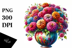 Vibrant Zinnia Watercolor Vase Product Image 1