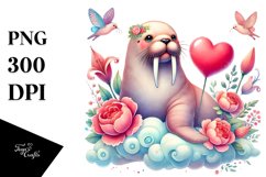Colorful Adorned Walrus Holding Heart Product Image 1